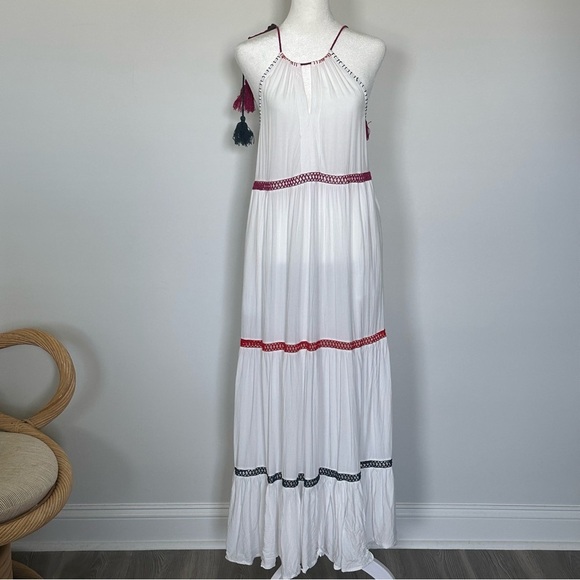 Red Carter White Maxi Dress with Crochet Trim Size 8 Beach Resort‎ Summer Boho - Picture 8 of 9